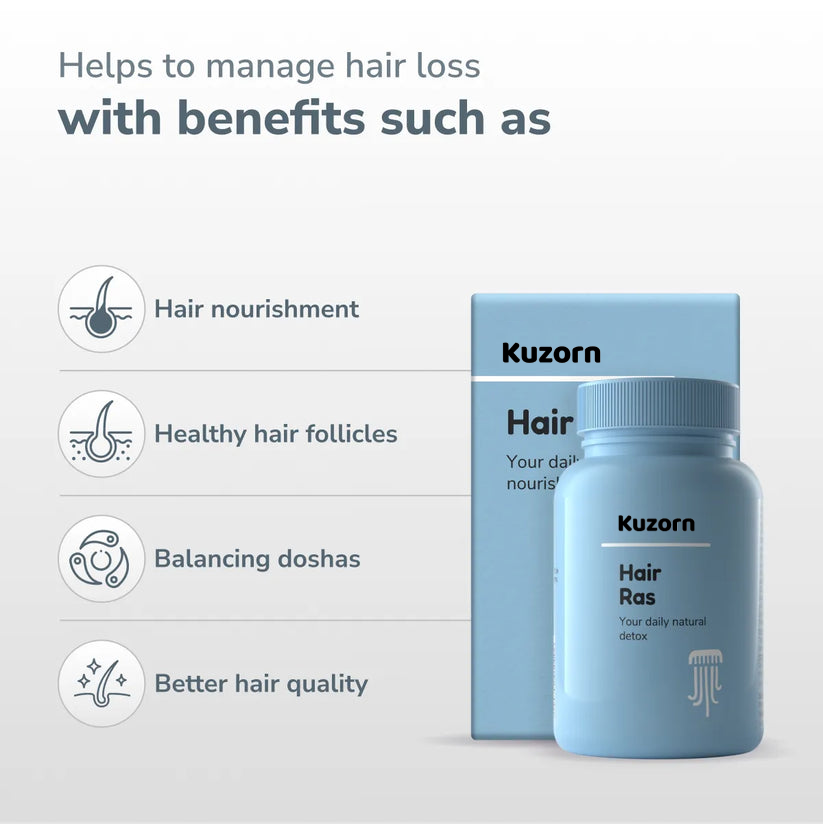 Kuzorn® Hair Ras Ayurvedic Hair Herbs | 100% Natural Hair Supplement with Bhringraj